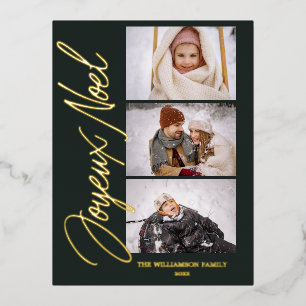 "Joyeux Noel" Kerstvakantie 3 Foto Folie Feestdagen Briefkaart