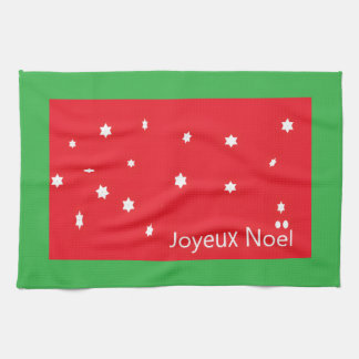 Joyeux Noel keukendoek met sneeuwvlokken Theedoek