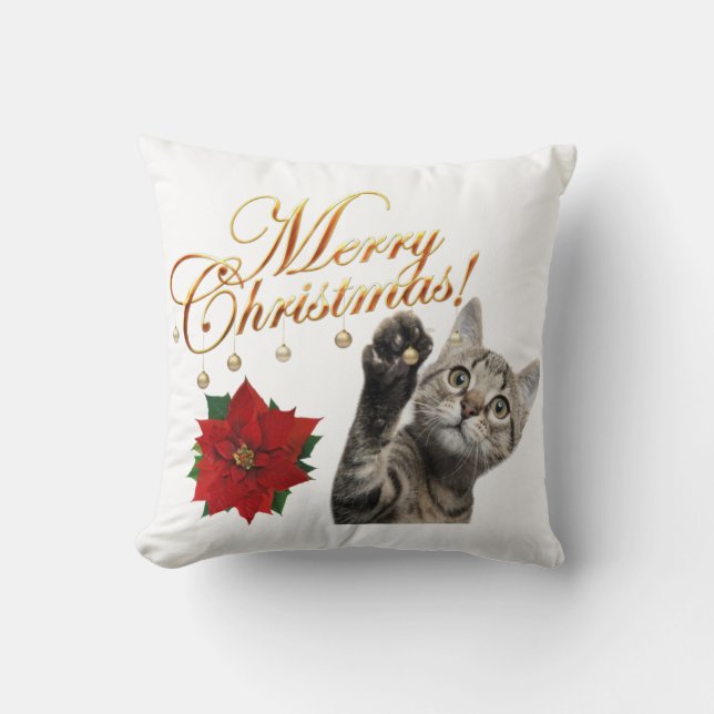 Joyeux Noël Kitty Chat Coussin  (Recto)