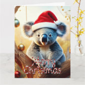 Joyeux Noël Koala assis dans la carte Gumtree (Fleur jaune)