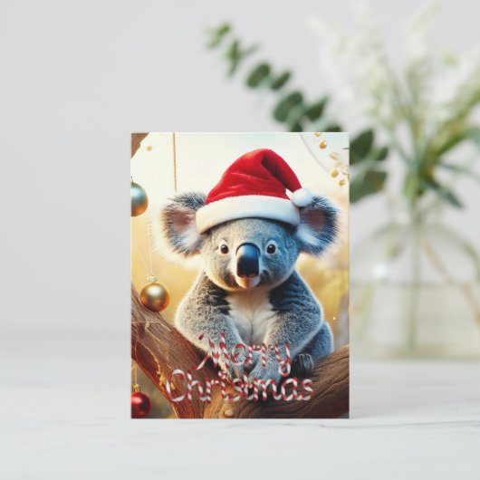 Joyeux Noël Koala assis sur la carte Gumtree (Debout devant)