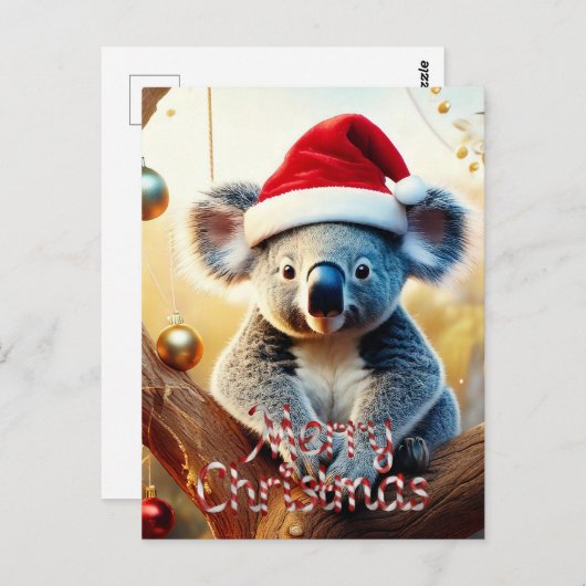Joyeux Noël Koala assis sur la carte Gumtree (Devant / Derrière)