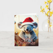 Joyeux Noël Koala assis sur la carte Gumtree (Fleur jaune)
