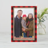 Joyeux Noël Kraft Tartan Carte photo (Debout devant)