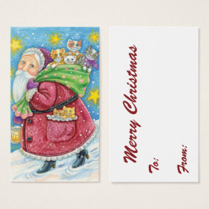 Joyeux Noël, le Père Noël avec des chatons et des