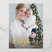 Joyeux Noël Lettre Vacances Verticales Photo Or (Recto)