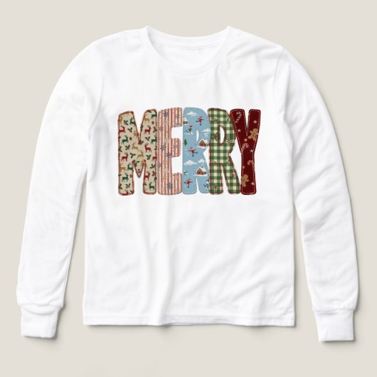 Joyeux Noël Lettres Patchwork Vintage | Hiver (Motif recto)