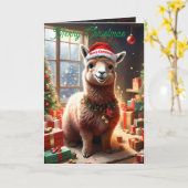 Joyeux Noël Llama, carte de Noël (Fleur jaune)