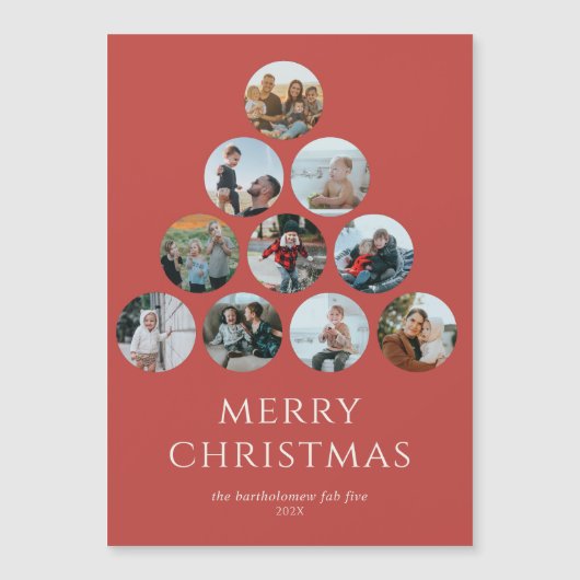 Joyeux Noël Magnet 10 Photos Rouge (Devant)