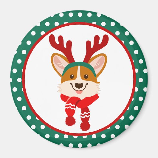 Joyeux Noël Magnet Corgi Chien (Devant)