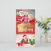 Joyeux Noël Main Lettré Script 2 Carte photo (Debout devant)