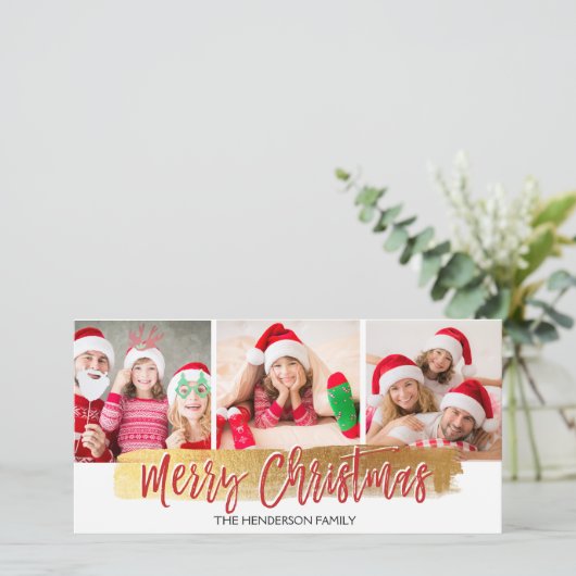 Joyeux Noël Main Lettré Script 3 Carte photo (Debout devant)