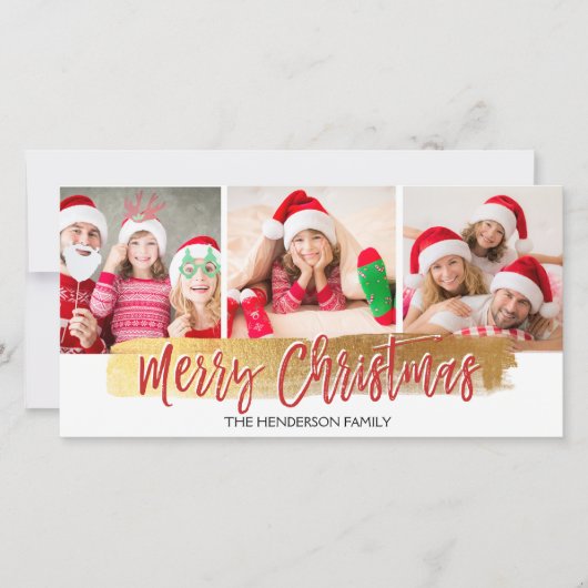 Joyeux Noël Main Lettré Script 3 Carte photo (Devant)