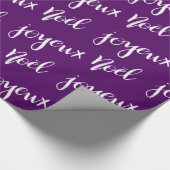 Joyeux Noel | Manuscript-feestdag | Paars Cadeaupapier (Hoek)