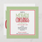 Joyeux Noël margarita Carré vert Invitation (Devant / Derrière)