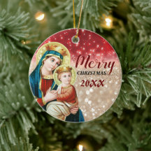 Joyeux Noël| Marie vierge| Ornement céramique