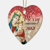 Joyeux Noël| Marie vierge| Ornement céramique (Gauche)