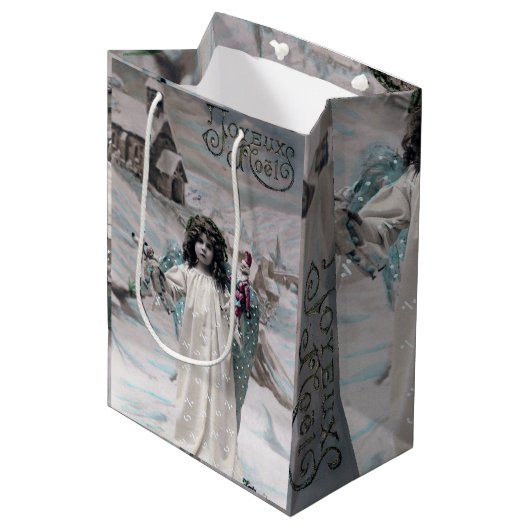 Joyeux Noel Medium Cadeauzakje (Voorkant Gekanteld)