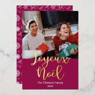 Joyeux noël Merry Kerstmis in het Frans , elegant Folie Feestdagenkaart