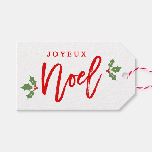 Joyeux Noel Merry Kerstmis Modern Simple Stijlvol Cadeaulabel (Voorkant (Horizontaal))