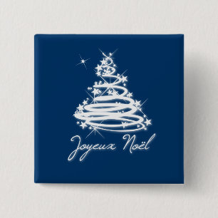 Joyeux Noël met kerstboom Vierkante Button 5,1 Cm