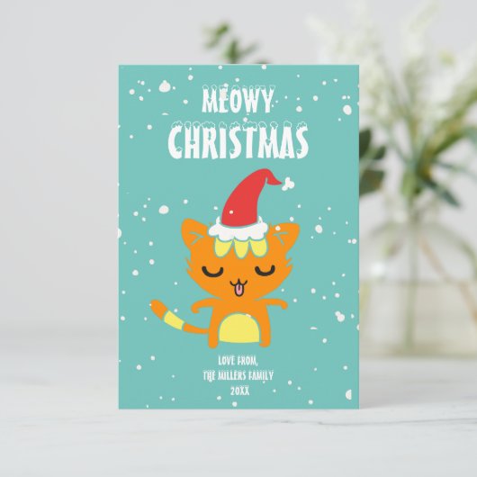 Joyeux Noël Miaou, Carte de Noël drôle (Debout devant)