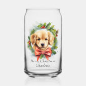 Joyeux Noël mignon Aquarelle Chien Chien Chien Nom (Recto)