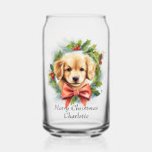 Joyeux Noël mignon Aquarelle Chien Chien Chien Nom (Verso)