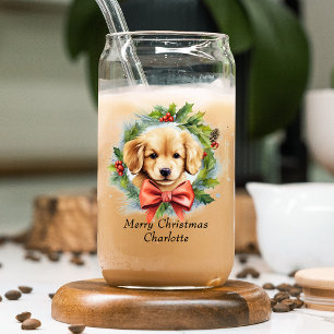Joyeux Noël mignon Aquarelle Chien Chien Chien Nom