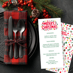 Joyeux Noël Mignon MENU PERSONNALISÉ de fête de va