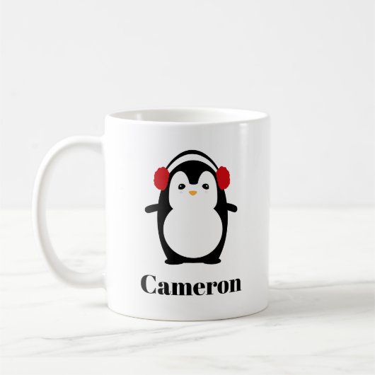 Joyeux Noël mignon Pingouin Mug personnalisé (Gauche)