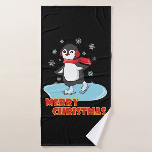 Joyeux Noël mignonne Penguin d'hiver (Serviette de bain)