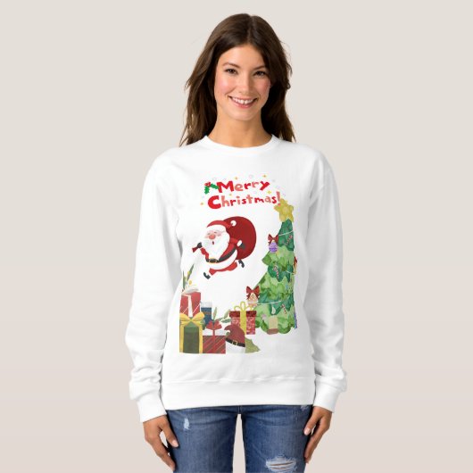 Joyeux Noël mignonne Père Noël Sweatshirt (Devant entier)