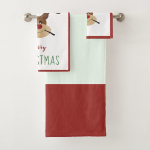 Joyeux Noël mignonne Reindeer Mistletoe Rouge Vert