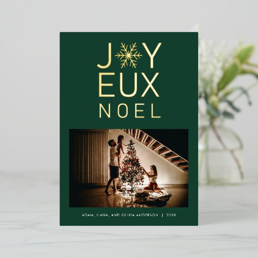 Joyeux Noel Modern en Classy Folie Kaart (Staand Voorkant)