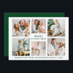 Joyeux Noël moderne 6 Photo Carte de vacances vert<br><div class="desc">Carte Joyeux Noël 6 Photo Holiday. Retour vert de la forêt.</div>