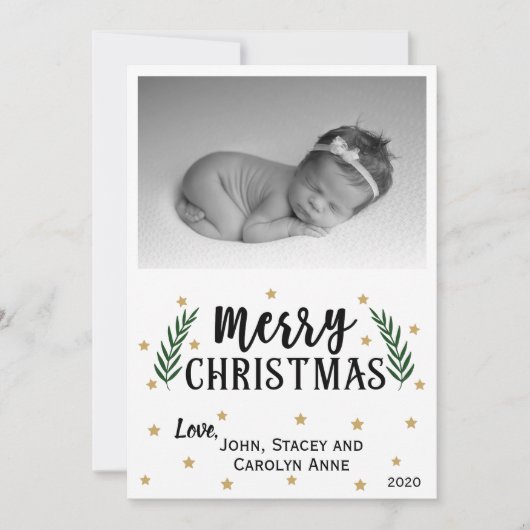 Joyeux Noël moderne | Carte photo Gold Stars (Devant)