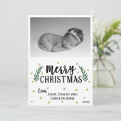 Joyeux Noël moderne | Carte photo Gold Stars (Debout devant)