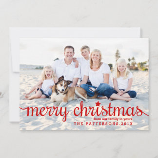 Joyeux Noël moderne Grand Carte photo en rouge