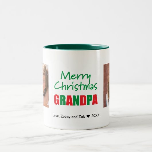 Joyeux Noël moderne grand-père 2 Photo Mug (Centre)