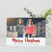 Joyeux Noël moderne rouge & blanc carte photo (Debout devant)