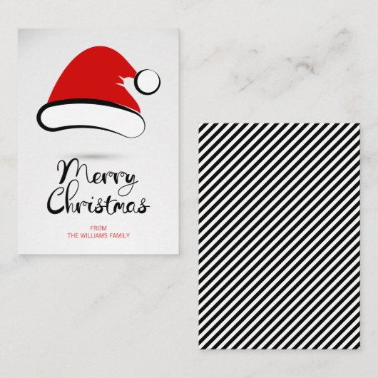 Joyeux Noël moderne Santa Hat Mini Carte Note (Devant / Derrière)