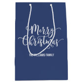 Joyeux Noël moderne Script Bleu sac cadeau (Devant)