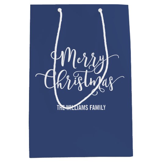 Joyeux Noël moderne Script Bleu sac cadeau (Devant)