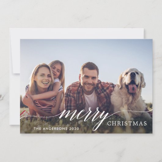 Joyeux Noël moderne Script Carte photo de vacances (Devant)