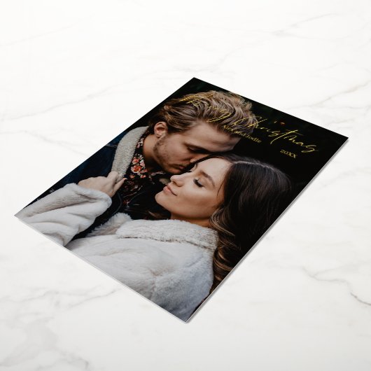 Joyeux Noël moderne scripté Foil Carte de vacances (Rotation)