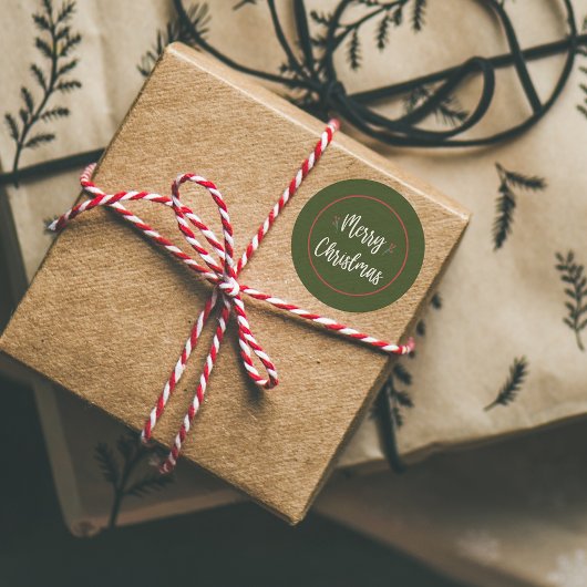 Joyeux Noël moderne | Sticker vert et rouge