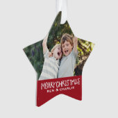 Joyeux Noël | Monogramme de l'ornement étoile roug (devant)