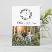 Joyeux Noël Monogramme Wreath Carte de vacances (Debout devant)