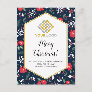 Joyeux Noël Mood Fleurs Logo Carte postale Affaire